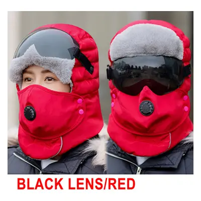 (Red) Winter Original Design Warm Winter Hat For Women Waterproof Hood Hat With Glasses