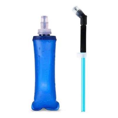 (Blue, 250ml) Foldable Silicone Soft Flask Water Bottle Traveling Running Kettle Hydration Pack 