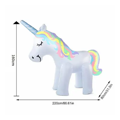 (160cm) Giant Inflatable Unicorn Water Spray Pool Toys Swimming Float Outdoor Fountain Beach Par