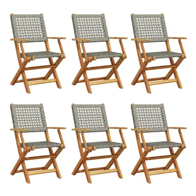 (grey, pcs) vidaXL Garden Chairs Outdoor Dining Chair Solid Wood Acacia and Poly Rattan