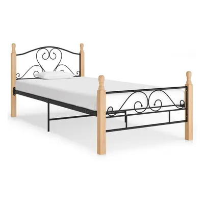 vidaXL Bed Frame Black Metal 100x200 cm Home Single Bedbase Slatted Bedstead