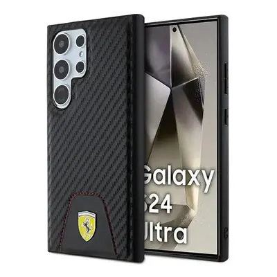 Ferrari Carbon Stitched Bottom Hard Case for Galaxy S24 Ultra Black