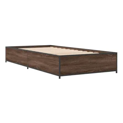 (brown oak, x cm) vidaXL Bed Frame Bed Base Sonoma Oak 160x200 cm Engineered Wood and Metal