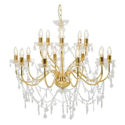 vidaXL Chandelier 2-layer Golden 15x E14 Bulbs Hanging Ceiling Light Lamp