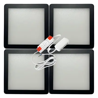 (4 Lights & Driver) MATT BLACK Slim Square Under Cabinet Down Light & Driver Kit - Warm White LE