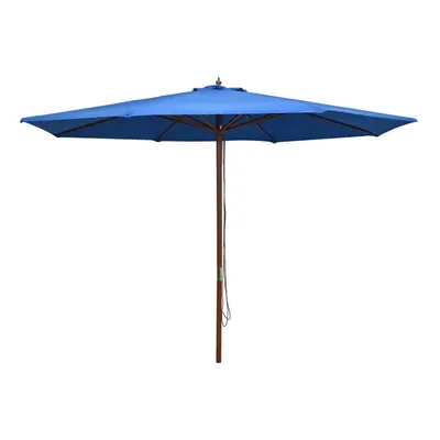 vidaXL Outdoor Parasol with Wooden Pole 350cm Blue Garden Patio Umbrellas