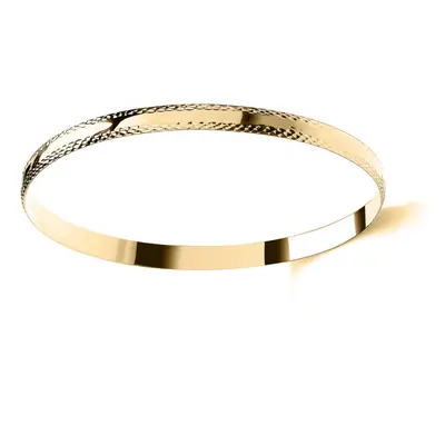 Jewelco London Ladies Solid 9ct Yellow Gold D-Shape Diamond-cut Edge Polished Channel 6mm Bangle