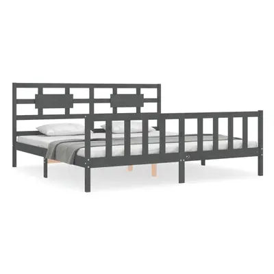 (grey, x cm) vidaXL Bed Frame Bed Base Platform Bed with Headboard Black Single Solid Wood