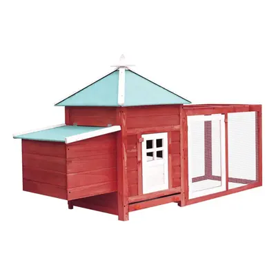 vidaXL Solid Firwood Chicken Coop with Nest Box Red Wooden Hen House Hutch