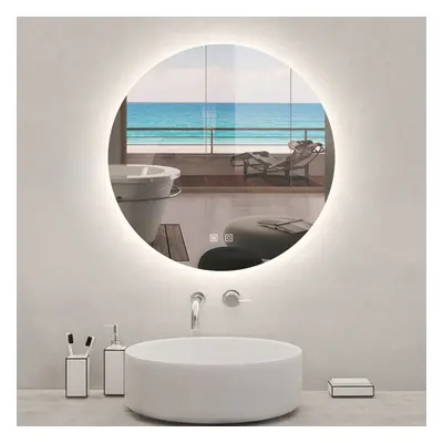 50cm Backlit LED Bathroom Mirror Round, Color Lights