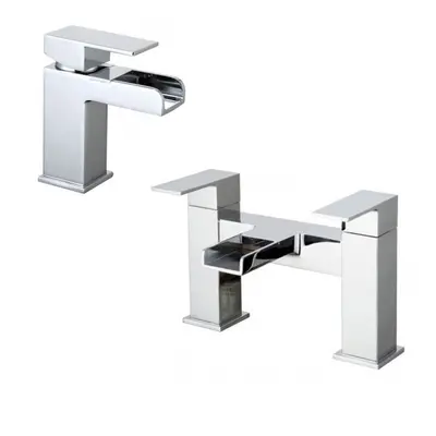 Origin Waterfall Basin Mono Mixer Tap & Bath Filler Mixer Tap Chrome