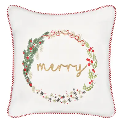 Throw Cushion EUCHARIS Cotton x cm Text White