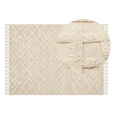 Cotton Area Rug x cm Beige ARDAHAN