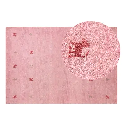 Wool Gabbeh Area Rug x cm Pink YULAFI