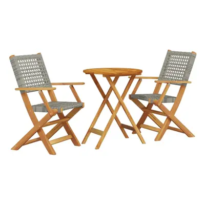 (grey, x cm) vidaXL Bistro Set Piece Outdoor Bar Set Black Poly Rattan and Solid Wood