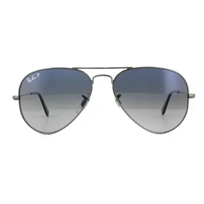 Ray-Ban Sunglasses Aviator Gunmetal Polarized Blue Gradient Grey 004/78