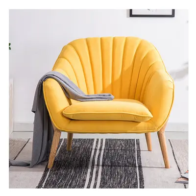 (Yellow) Modern Faux Wool Single Sofa Chair with Cushion