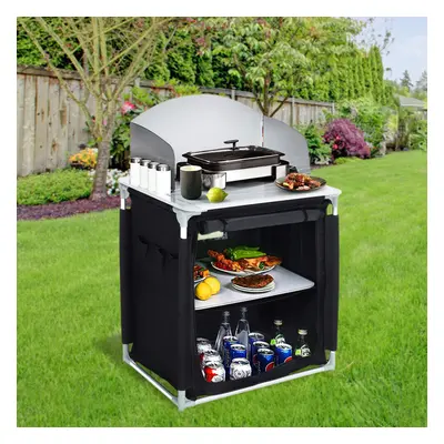 Outdoor BBQ Kitchen Table Folding Camping Picnic Storage Shelf Cabinet