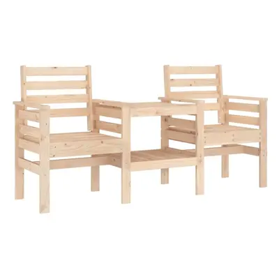 (natural pine) vidaXL Garden Bench with Table Outdoor 2-Seater Bench Chair Solid Wood Pine