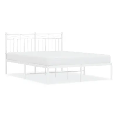 (white, 135x190 cm/with headboard) vidaXL Metal Bed Frame Home Bedroom Bed Base Mattress Foundat