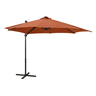 vidaXL Cantilever Garden Parasol with Pole and LED Lights Umbrella Terracotta