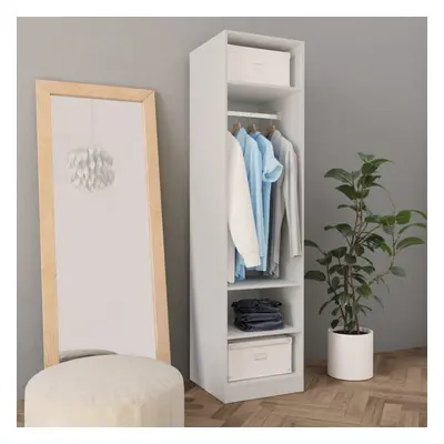 vidaXL Wardrobe White 50x50x200cm Chipboard Clothing Storage Cabinet Hanger