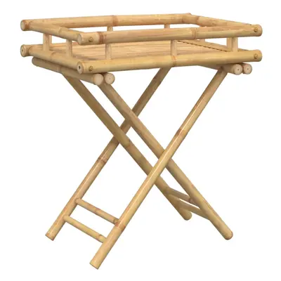 vidaXL Folding Tray Table Snack Dinner TV Tray Table Serving Side Table Bamboo