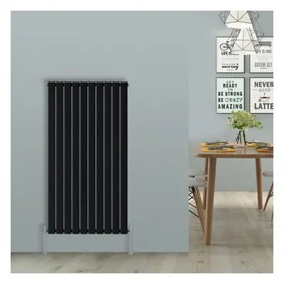 (Vertical 1600x680mm - Double) NRG Black Flat Panel Designer Radiator Single Double Column Bathr