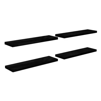 vidaXL 4x Floating Wall Shelves High Gloss Black 90x23.5x3.8 cm MDF Display