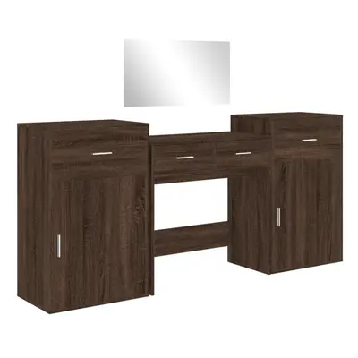 vidaXL Dressing Table Set Piece Cosmetic Table Brown Oak Engineered Wood