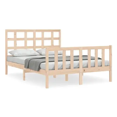 (brown, x cm) vidaXL Bed Frame Bed Base Wooden Bed with Headboard Black King Size Solid Wood