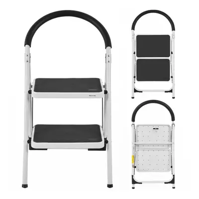 2 Step Metal Household Ladder Folding Step Stool w/ Anti-Slip Platform