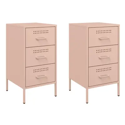 vidaXL Bedside Cabinets Bed Cabinet Nightstand pcs Pink Cold-rolled Steel