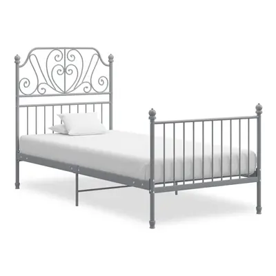 vidaXL Bed Frame Grey Metal Home 90x200 cm Bedroom Furniture Unit Set Bedstead