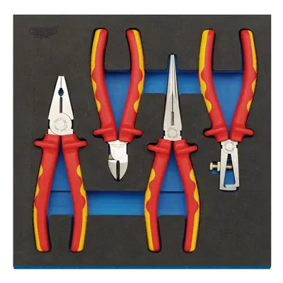 VDE Approved Fully Insulated Plier Set in 1/2 Drawer EVA Insert Tray (4 Piece)