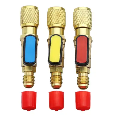 3pcs/set Colors R410A Refrigerant Brass Straight Ball Valves AC Charging Hoses