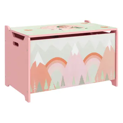 ZONEKIZ Toy Box, Kids Toy Chest with Lid, Safety Hinge - Pink