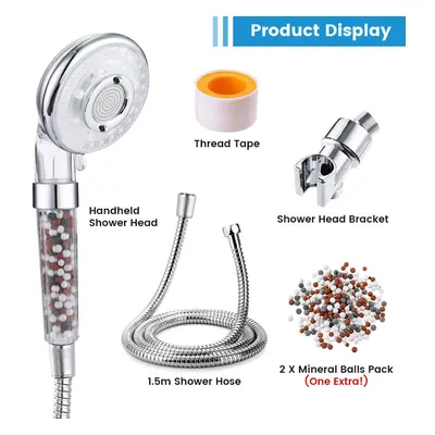 (US Plug three-piece suit) Shower Head Filtration Hand Mode With Limescale Filter And Ion A Pack