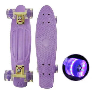 (Purple) inch Children Skateboard Mini Cruiser Skateboard with LED Flashing Wheels for Beginners