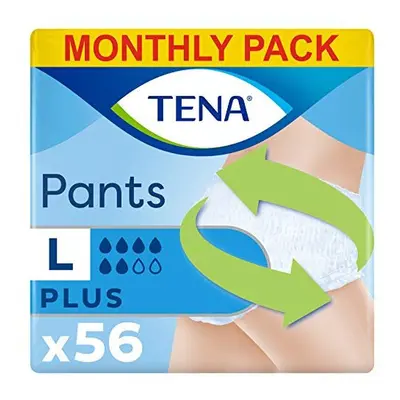 TENA Pants Plus, Large, for Moderate to Heavy Bladder Weakness, Monthly Pack of Incontinence Pan