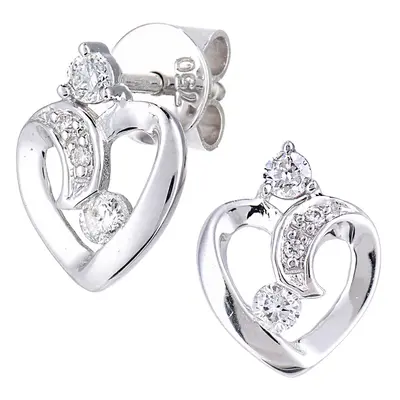 Jewelco London 18ct White Gold Round 15pts Diamond Heart Stud Earrings - PE0AXL5619W18