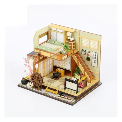 DIY Handmade Assemble Doll House Kit Miniature Furniture Kit with LED Lights for for Gift Collec