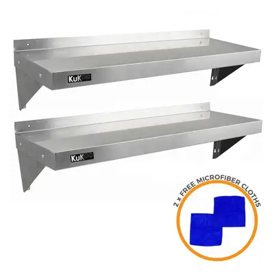 (1250mm) Stainless Steel Shelves Kitchen Wall Shelf Catering & Free Microfiber Cloths