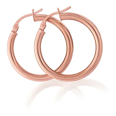 Jewelco London Ladies 9ct Pink Rose Gold 2.5mm Gauge Plain Hoop Earrings - 24mm - ERNR02821