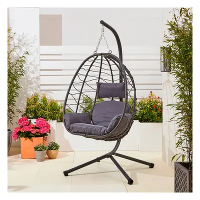 (GREY) Neo Egg Swing Hanging Chair With Cushions