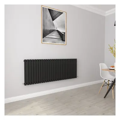 (Single 600x1593mm, Black) Designer Oval Column Radiator Central Heating