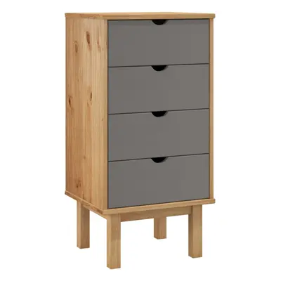 (Brown and grey) vidaXL Drawer Cabinet Storage File Drawer Storage Cabinet Solid Wood Pine