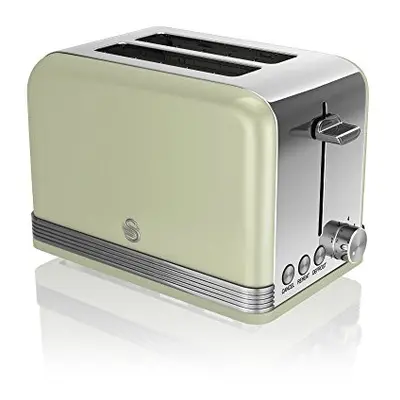 Swan ST19010GN Retro 2-Slice Toaster with Defost/Reheat/Cancle Functions, Cord Storage, 815W, Re