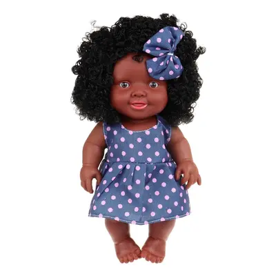 () 25CM Cute Soft Silicone Joint Movable Lifelike Realistic African Black Reborn Baby Doll for K