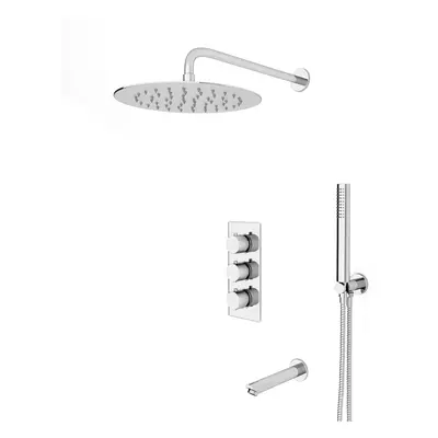 Nes Home Round Way Dial Concealed Shower Mixer Valve Head Handset Spout Chrome Set